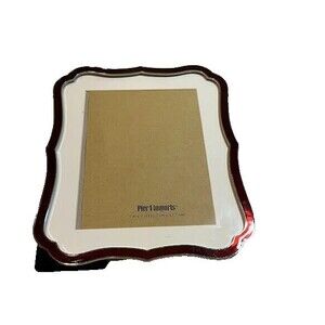 Pier 1 Imports Ruby Red Scalloped Lacquered Metal Standing 5 X 7 Photo Frame